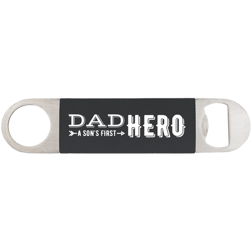 Black/White 1 1/2" x 7" Bottle Opener with Silicone Grip