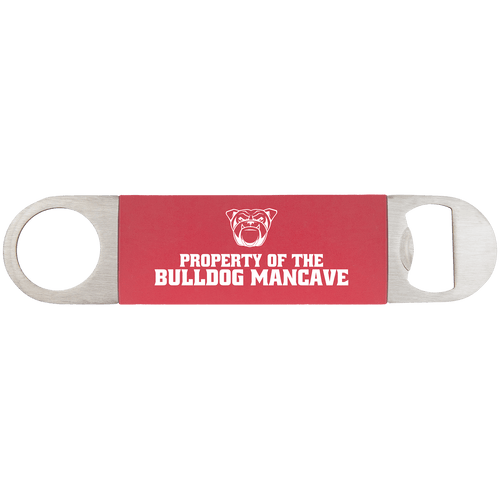Red/White 1 1/2" x 7" Bottle Opener with Silicone Grip