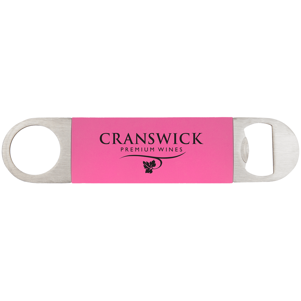 Pink/Black 1 1/2" x 7" Bottle Opener with Silicone Grip