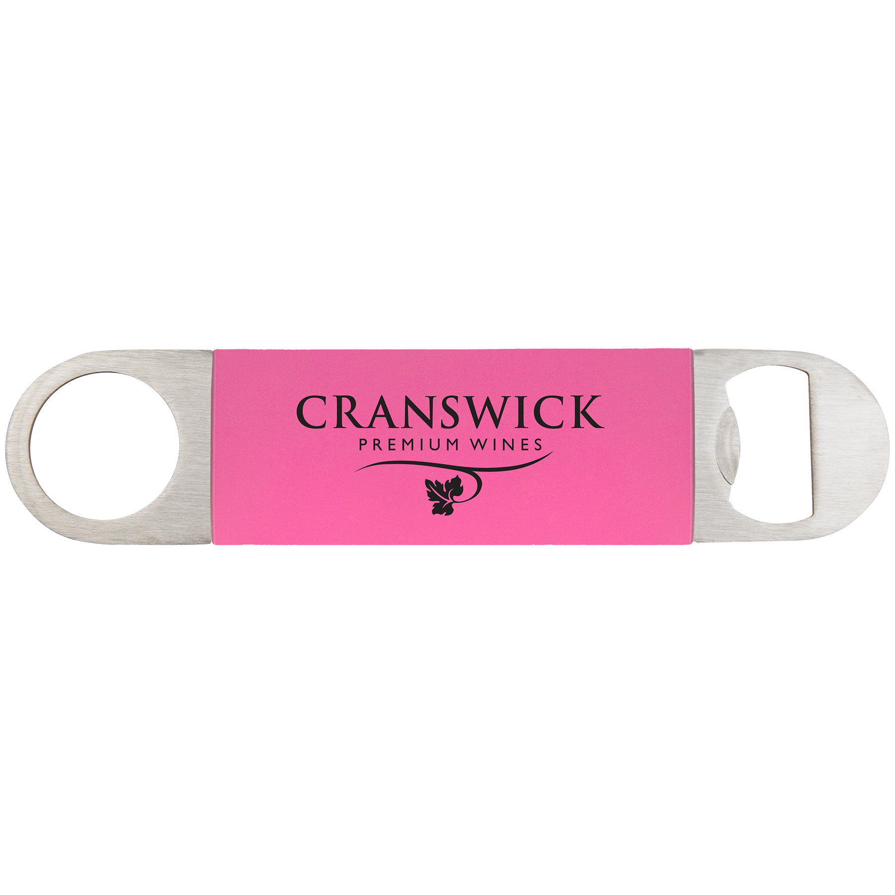 Pink/Black 1 1/2" x 7" Bottle Opener with Silicone Grip