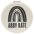 White 2 1/2" Laserable Leatherette Compact Mirror