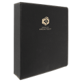 Black/Gold 11" x 11 1/2" Laserable Leatherette 3 Ring Binder with 2" Slant D Rings