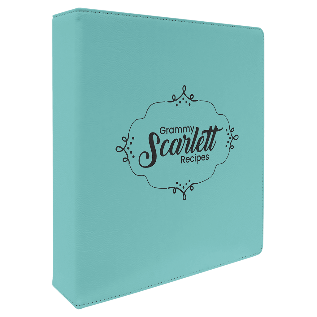 Teal 11" x 11 1/2" Laserable Leatherette 3 Ring Binder with 2" Slant D Rings