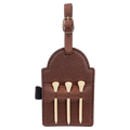 5" x 3 1/4" Football Laserable Leatherette Golf Bag Tag with 3 Wooden Tees