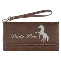 7 1/2" x 4" Rustic/Silver Laserable Leatherette Wallet with Strap