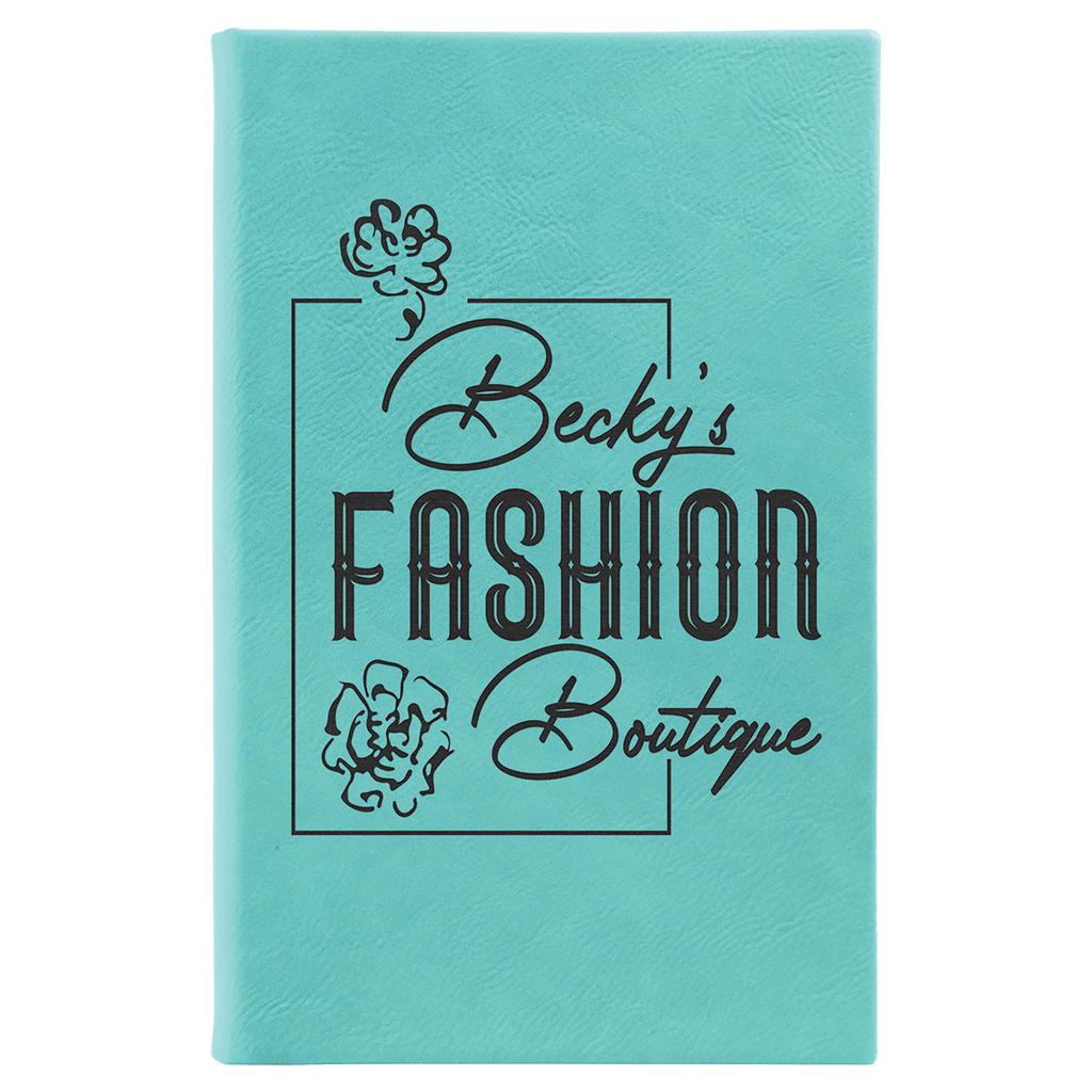 Teal 5 1/4" x 8 1/4" Laserable Leatherette Sketch Book with Unlined Notepad