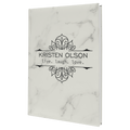 7" x 9 3/4" White Marble Laserable Leatherette Journal with Lined Notepad