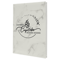 7" x 9 3/4" White Marble Laserable Leatherette Sketch Book with Unlined Notepad