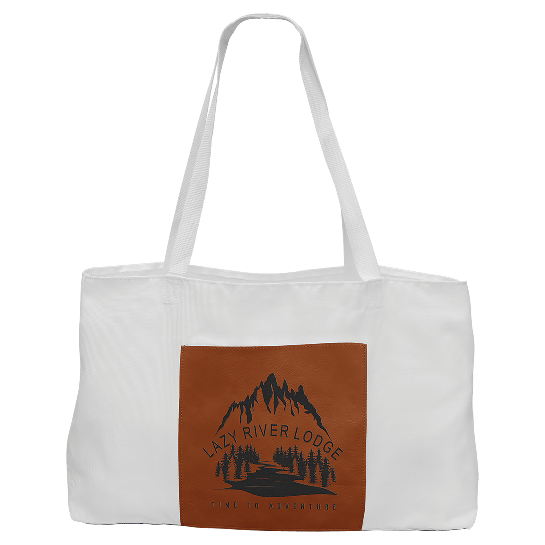 19" x 12" White Bag with 5" Rawhide Laserable Leatherette Gusset