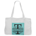 19" x 12" White Bag with 5" Teal Laserable Leatherette Gusset