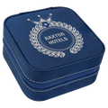4" X 4" Blue/Silver Leatherette Travel Jewelry Box with Tan Lining