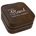 4" X 4" Rustic/Silver Leatherette Travel Jewelry Box with Tan Lining
