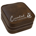 4" X 4" Rustic/Silver Laserable Leatherette Travel Jewelry Box with Black Lining