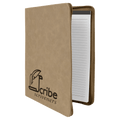 9 1/2" x 12" Light Brown w/ Zipper Laserable Leatherette Portfolio with Notepad