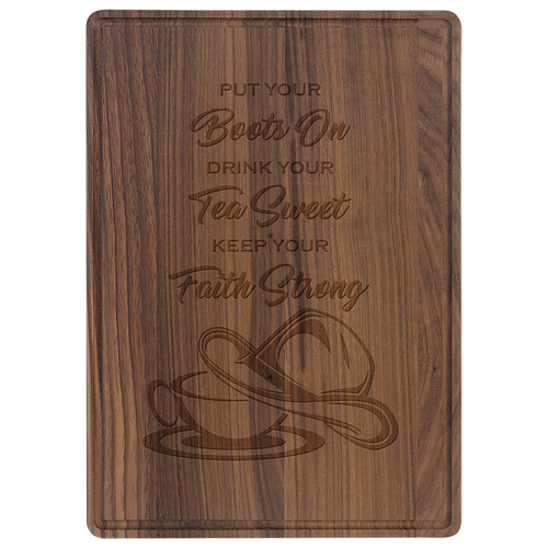 13 3/4" x 9 3/4" Walnut Cutting Board with Drip Ring