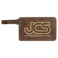4 1/4" x 2 3/4" Rustic/Gold Laserable Leatherette Luggage Tag