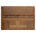 3 3/4" x 2 3/4" Rustic/Gold Laserable Leatherette Hard Business Card Holder