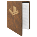9 1/2" x 12" Rustic/Gold Laserable Leatherette Portfolio with Notepad