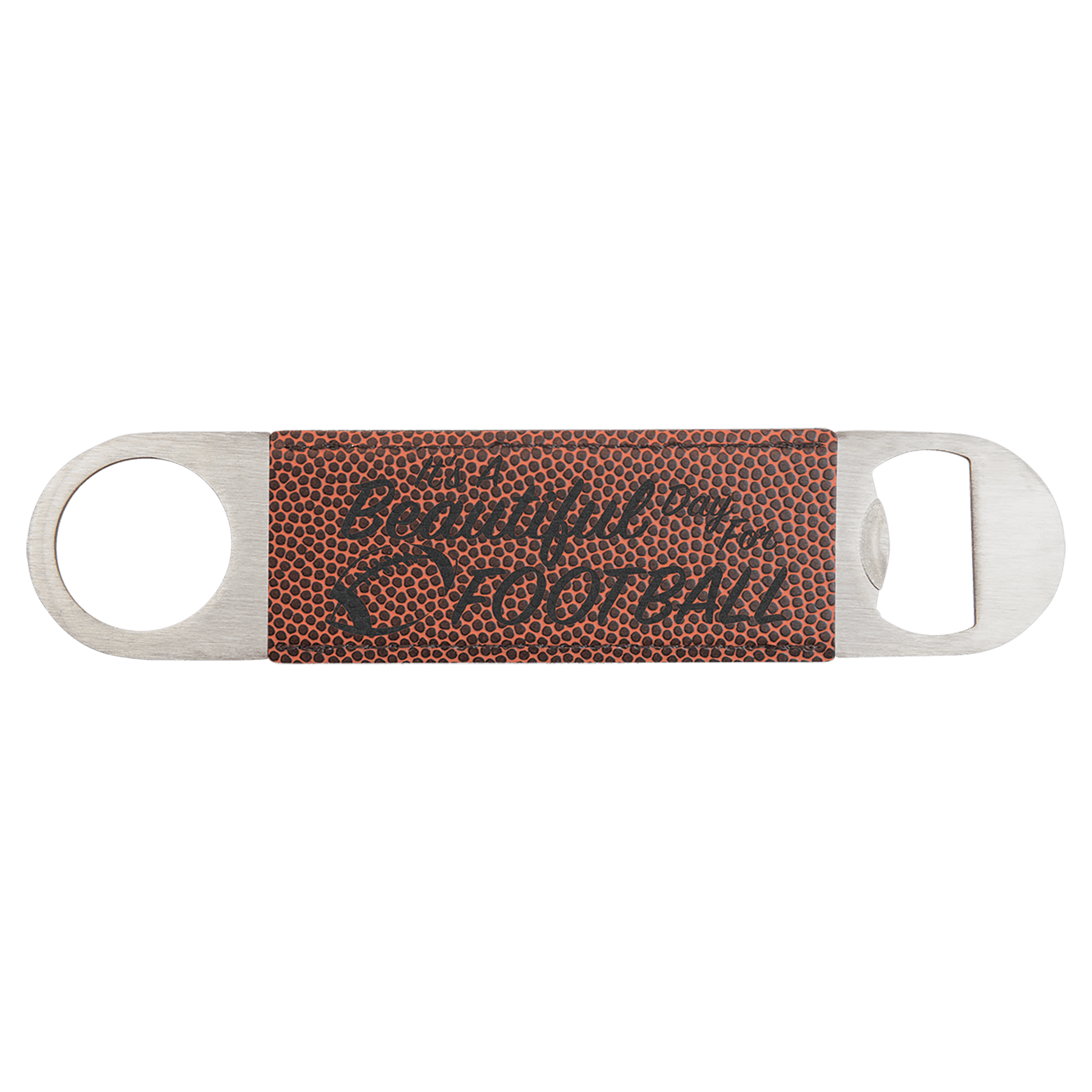 1 1/2" x 7" Football Laserable Leatherette Bottle Opener