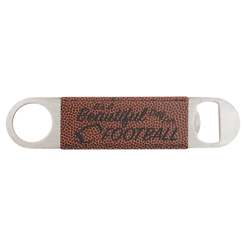 1 1/2" x 7" Football Laserable Leatherette Bottle Opener