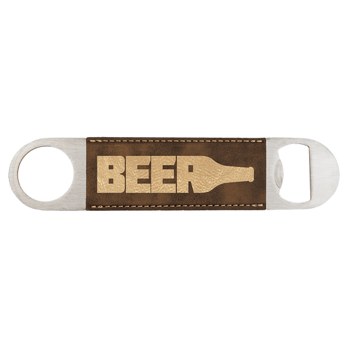1 1/2" x 7" Rustic/Gold Laserable Leatherette Bottle Opener
