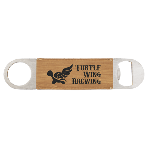 1 1/2" x 7" Bamboo Laserable Leatherette Bottle Opener