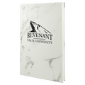 5 1/4" x 8 1/4" White Marble Laserable Leatherette Journal with Lined Notepad