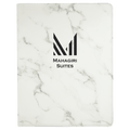 9 1/2" x 12" White Marble Laserable Leatherette Portfolio with Notepad