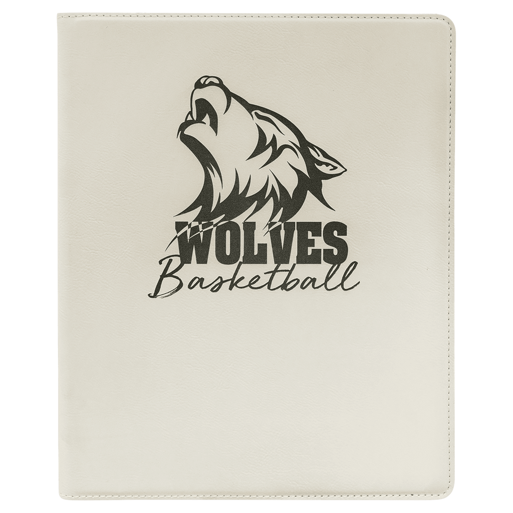White/Black 9 1/2" x 12" Laserable Leatherette Portfolio with Notepad