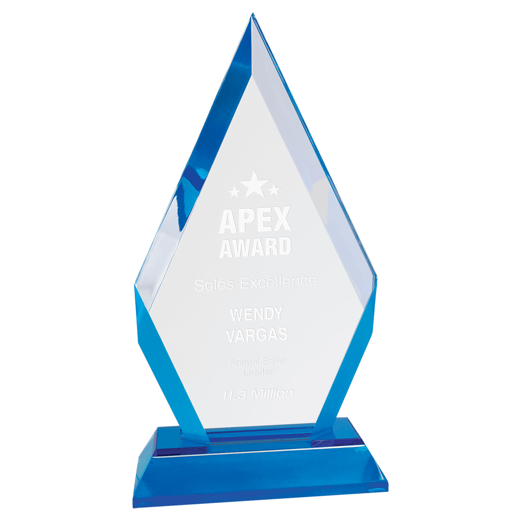 Blue 8" Frosted Base Diamond Impress Acrylic