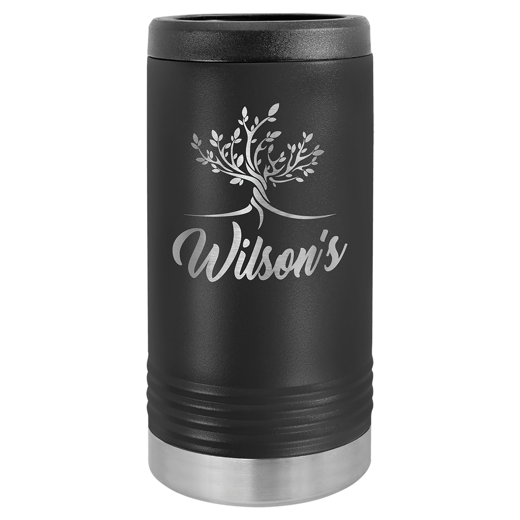 Black Laserable Leatherette Slim Beverage Holder