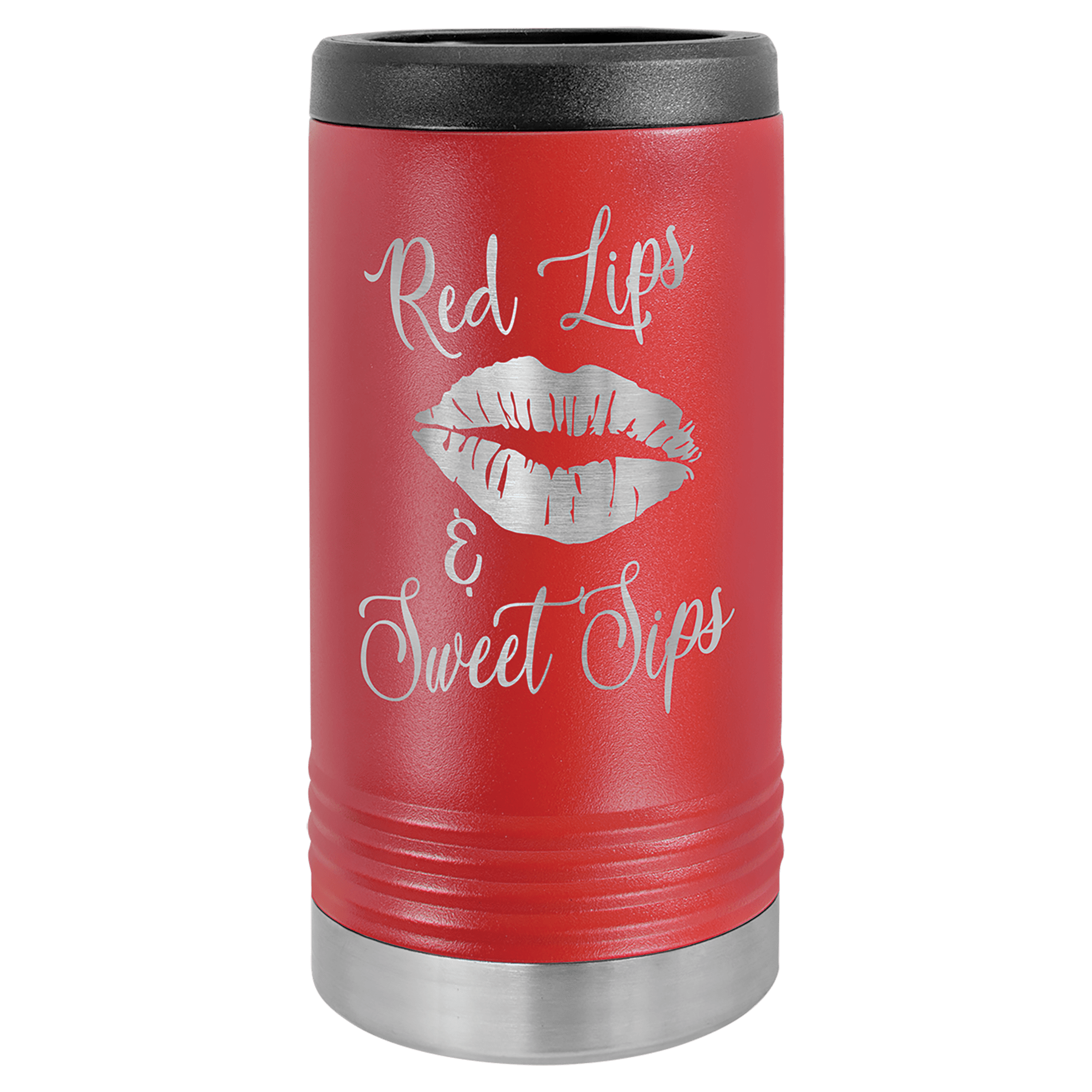 Red Laserable Leatherette Slim Beverage Holder