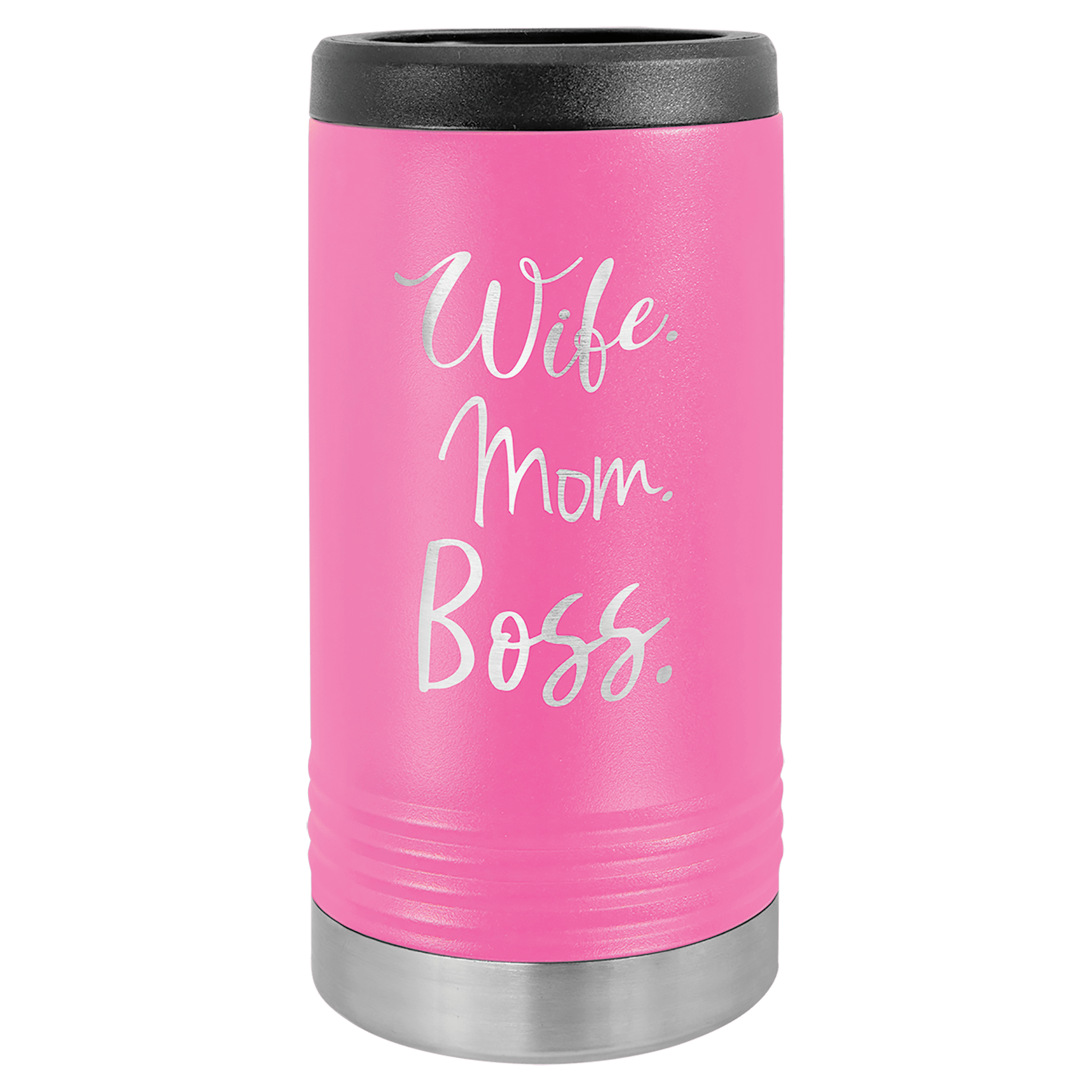 Pink Laserable Leatherette Slim Beverage Holder