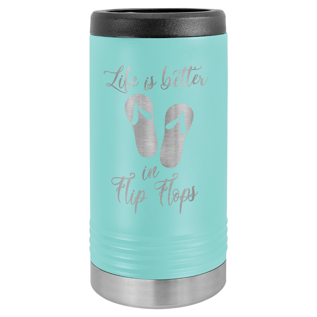 Teal Laserable Leatherette Slim Beverage Holder