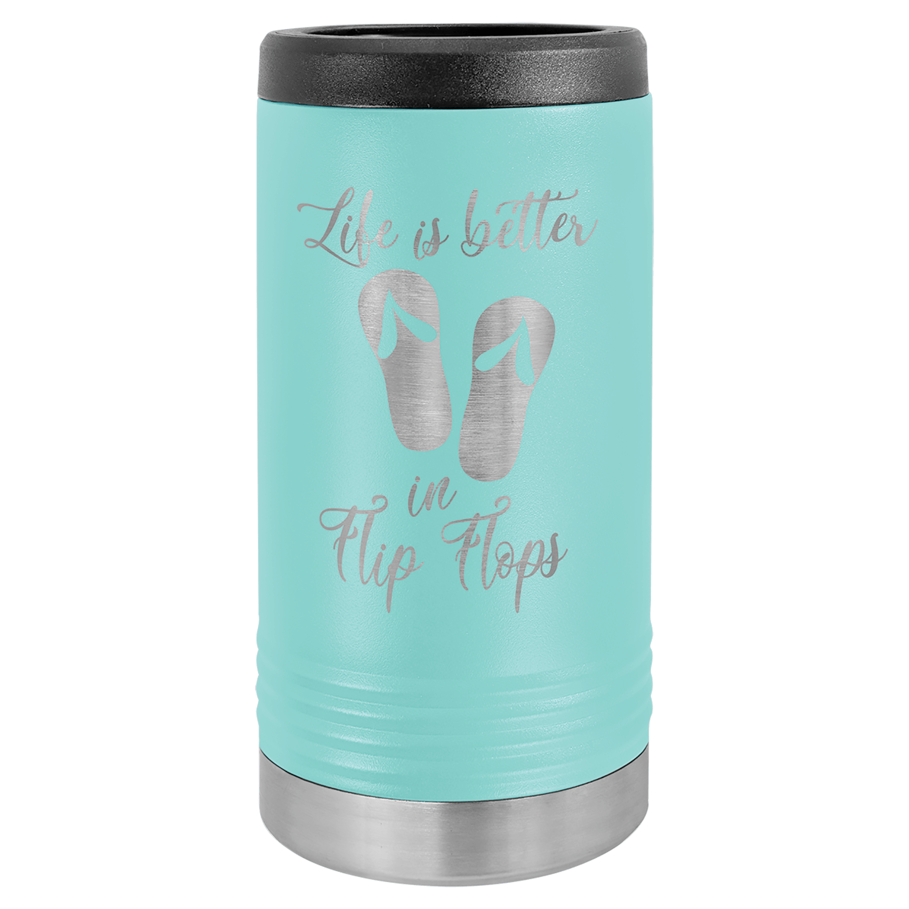 Teal Laserable Leatherette Slim Beverage Holder