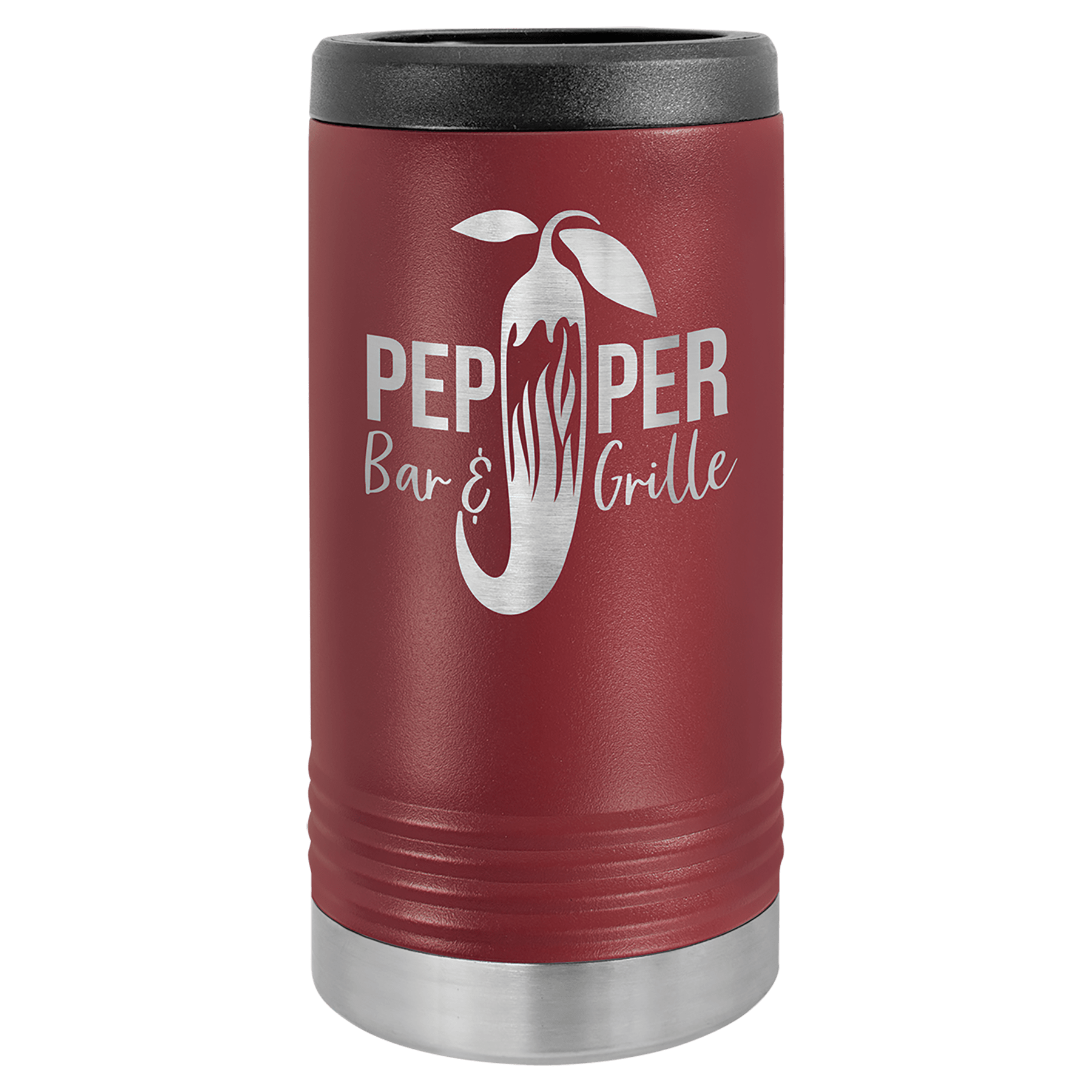Maroon Laserable Leatherette Slim Beverage Holder