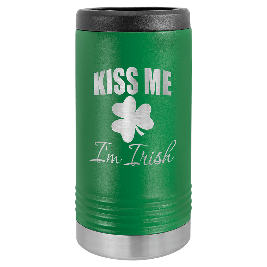Green Laserable Leatherette Slim Beverage Holder