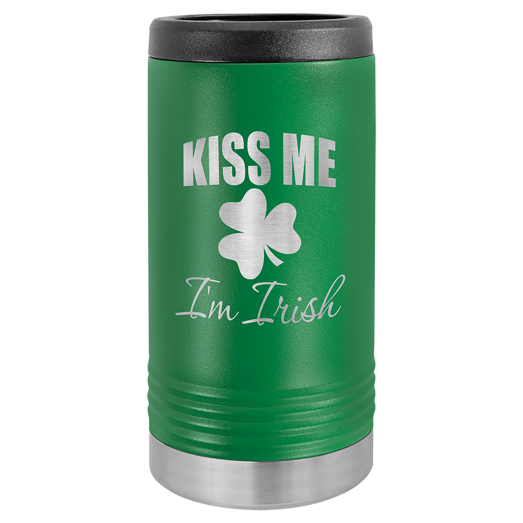 Green Laserable Leatherette Slim Beverage Holder