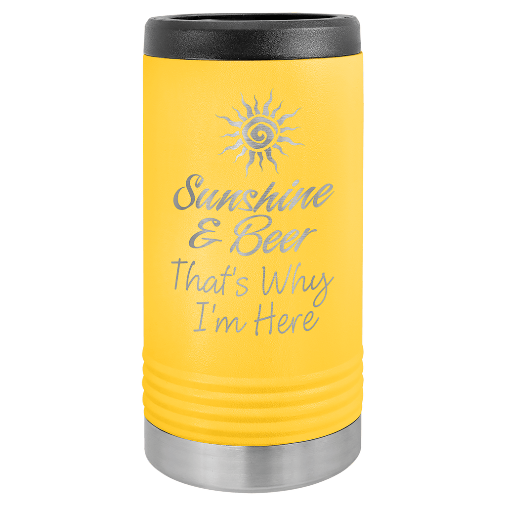 Yellow Laserable Leatherette Slim Beverage Holder