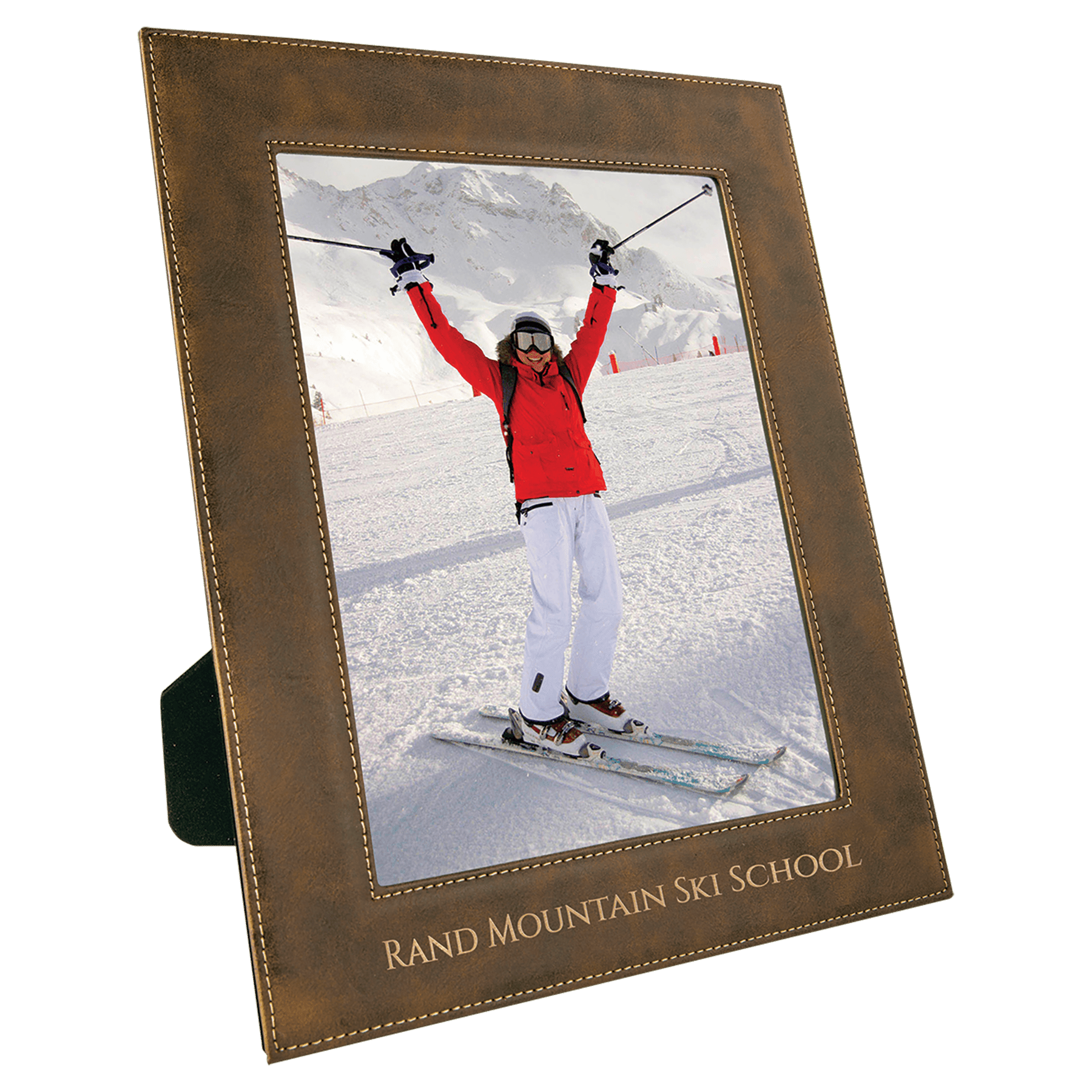 8" x 10" Rustic/Gold Laserable Leatherette Photo Frame