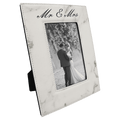 4" x 6" White Marble Laserable Leatherette Photo Frame