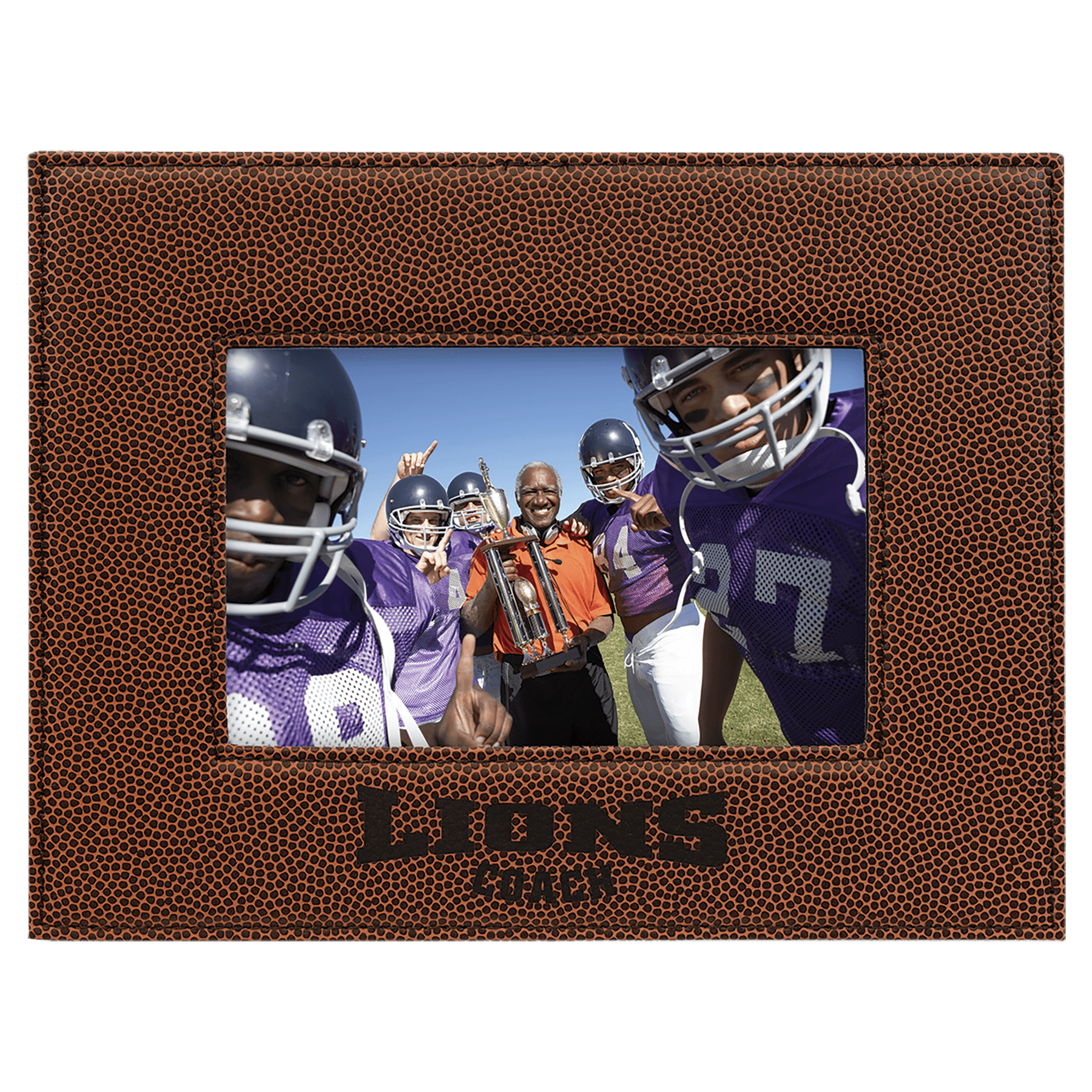4" x 6" Football Laserable Leatherette Photo Frame