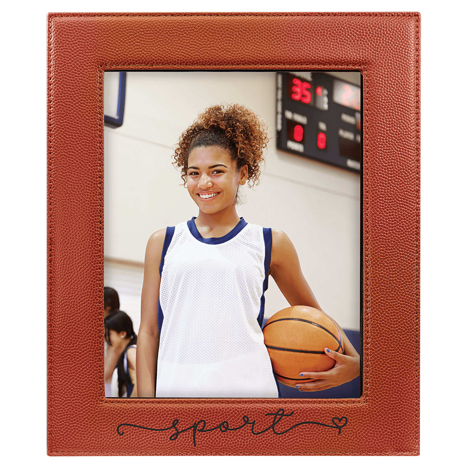 8" x 10" Basketball Laserable Leatherette Photo Frame