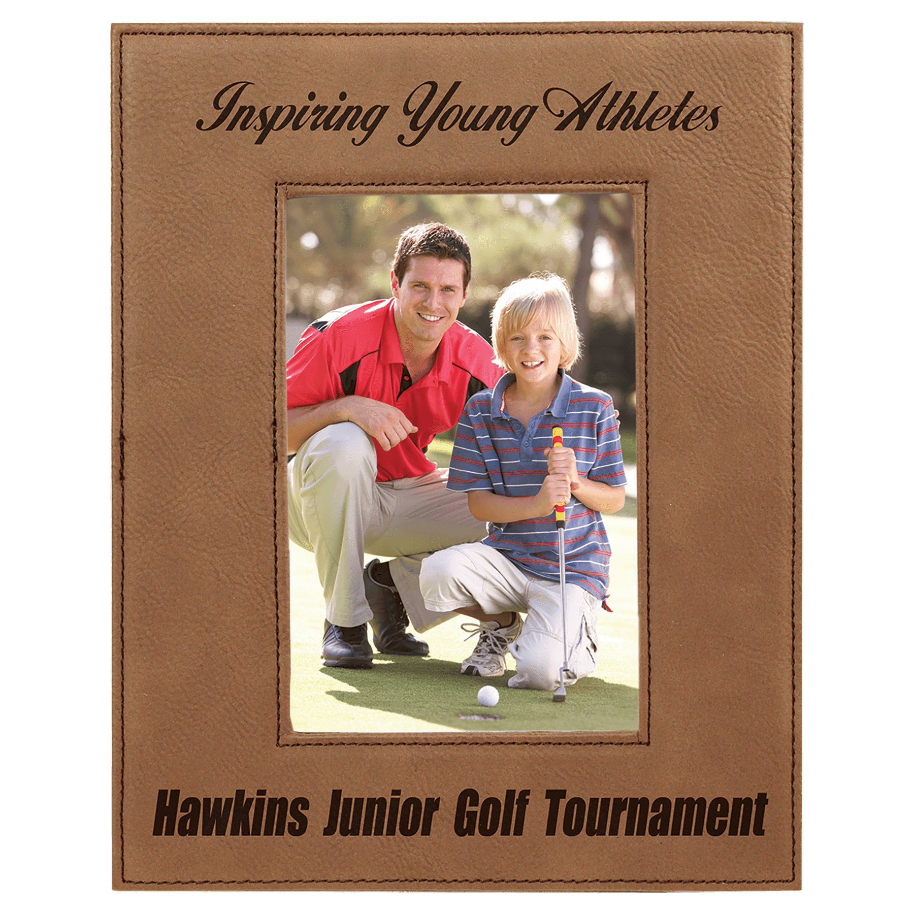 Dark Brown 4" x 6" Laserable Leatherette Photo Frame