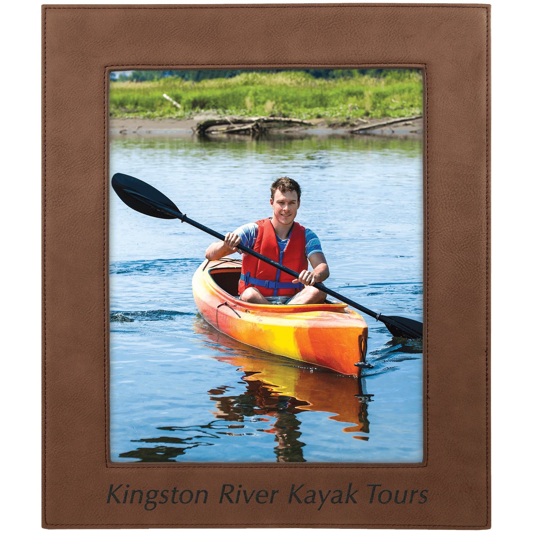 Dark Brown 8" x 10" Laserable Leatherette Photo Frame