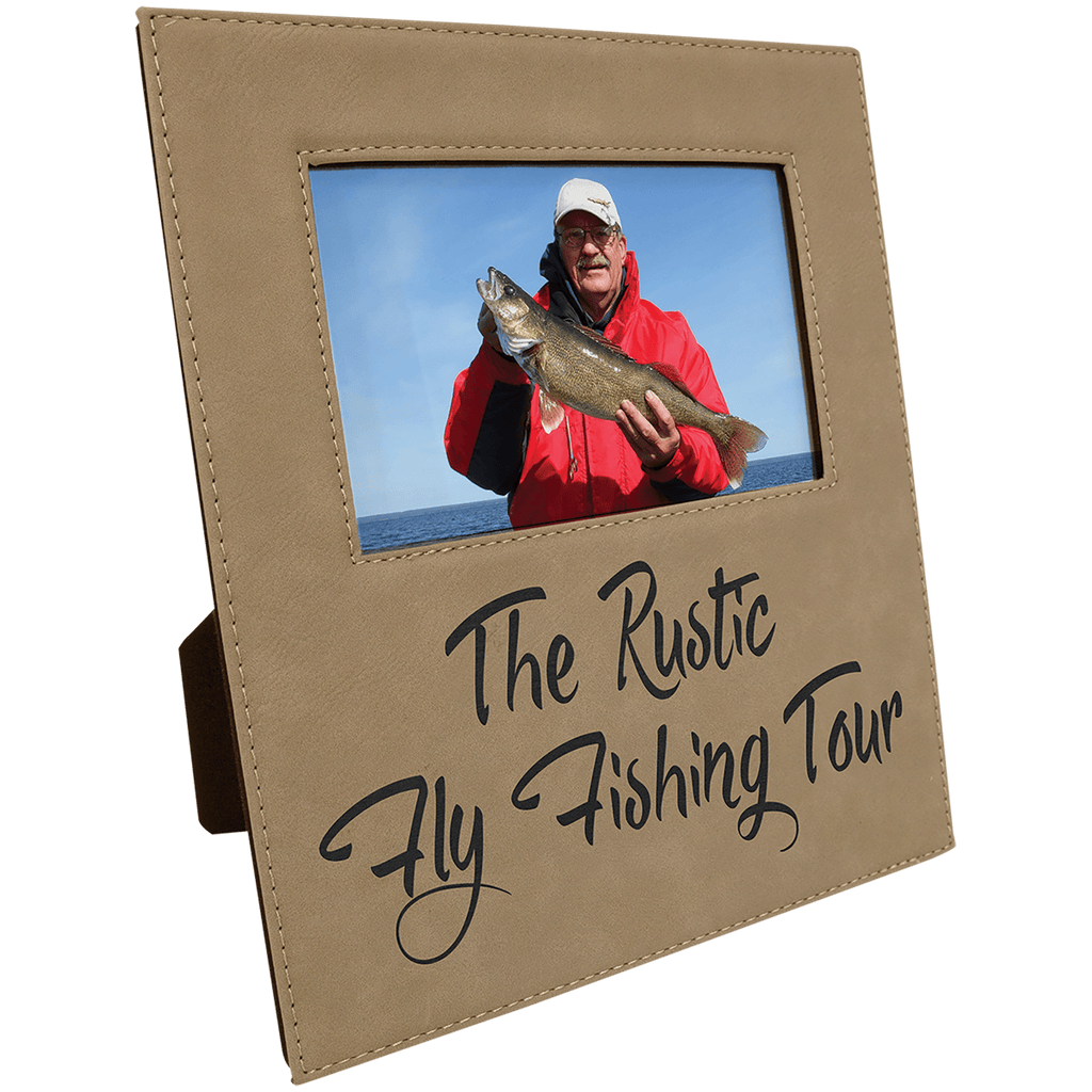 Light Brown 4" x 6" Leatherette Photo Frame with 4 1/4" x 7 7/8" Engraving Area