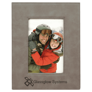 Gray 4" x 6" Laserable Leatherette Photo Frame