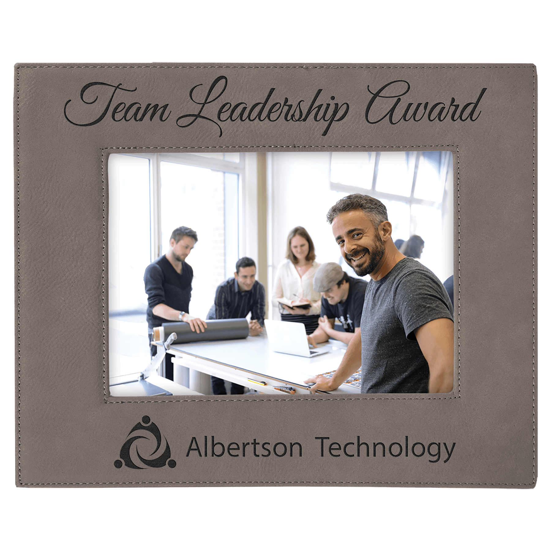 Gray 5" x 7" Laserable Leatherette Photo Frame