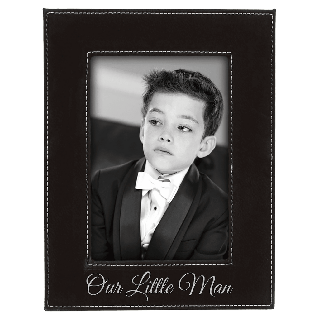 Black/Silver 4" x 6" Laserable Leatherette Photo Frame