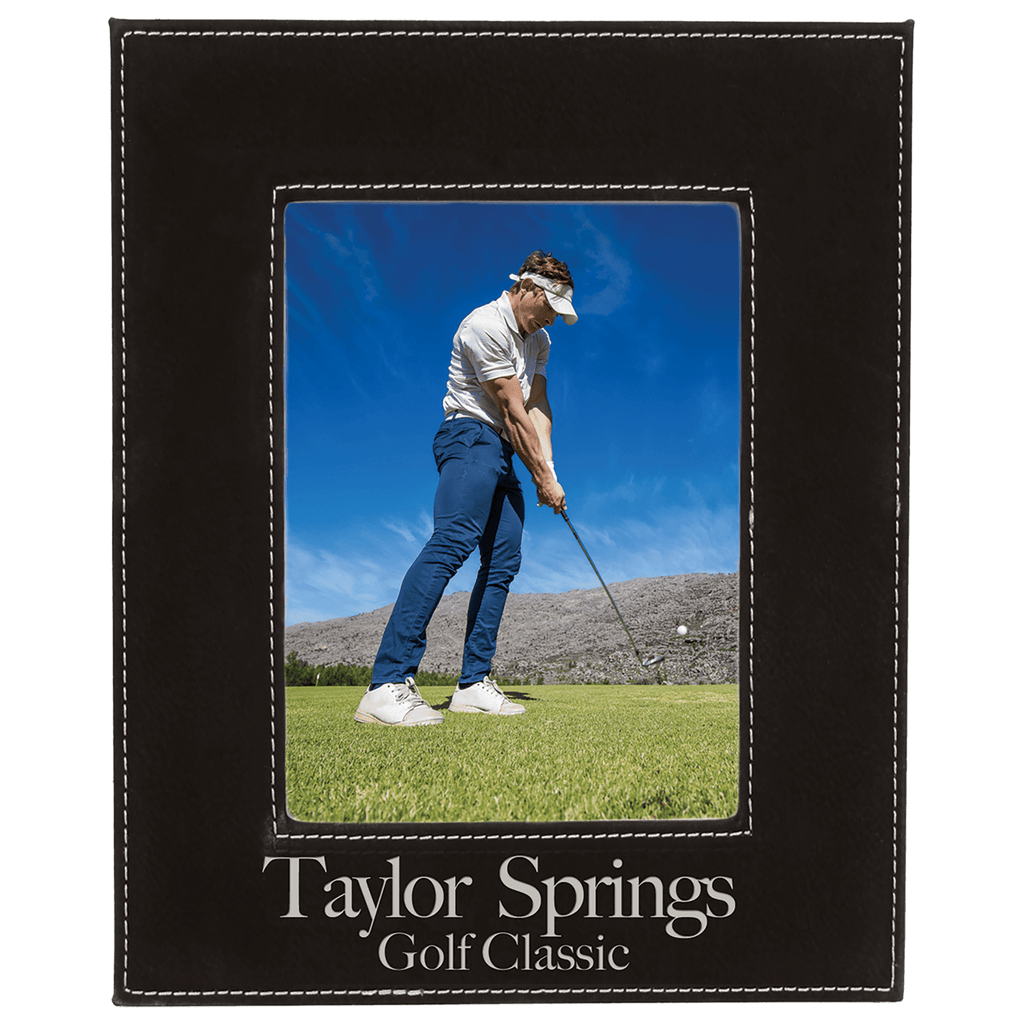 Black/Silver 5" x 7" Laserable Leatherette Photo Frame